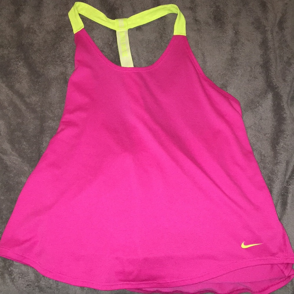 Pink and yellow neon workout tank top